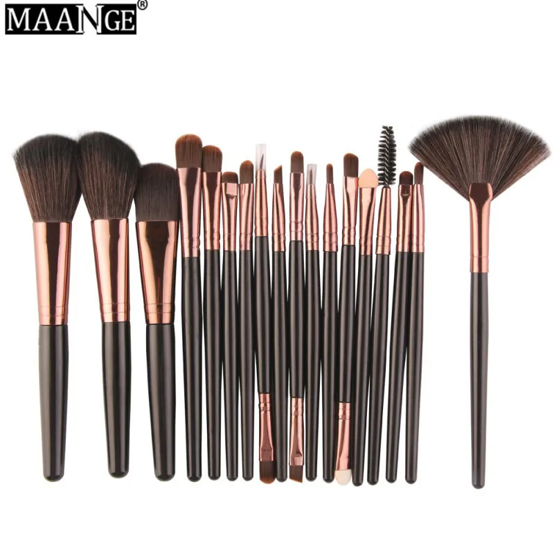 Makeup Brushes Set Powder Foundation Blush Eyeshadow Eyeliner Lip Beauty Make up Brush Tools MAANGE 18 Pcs - Handle Color: Черный