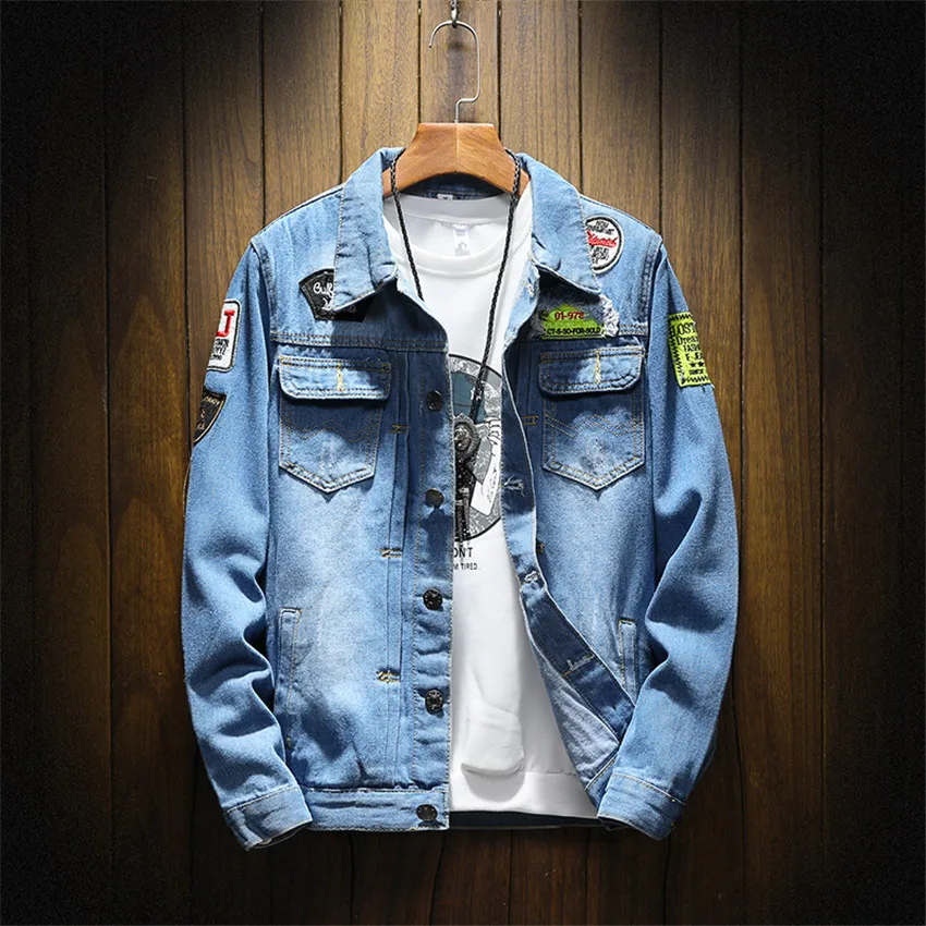

Men High Quality Man Vintage Jean Jacket Streetwear Chaqueta Hombre Mens Denim Jacket Plus Size Coat 5XL Casual Bomber Jackets