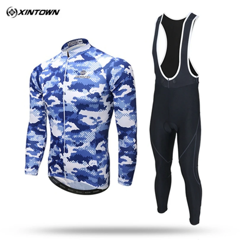 XINTOWN Camouflage Winter long-sleeved Fleece Thermal Cycling Jersey Pants Set Bike Bicycle Ropa Ciclismo Clothing Wear | Спорт и