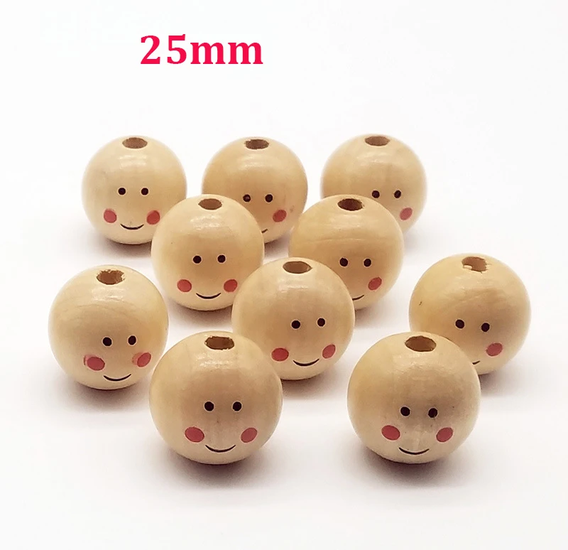 boy 25mm 20 шт./лот натуральное дерево натуральный мяч круглых разделительных деревянные бусины Экологичные прекрасный для девочек, Рисунок со смайликом, деревянные бусины, фурнитура для украшений - Цвет: boy 25mm