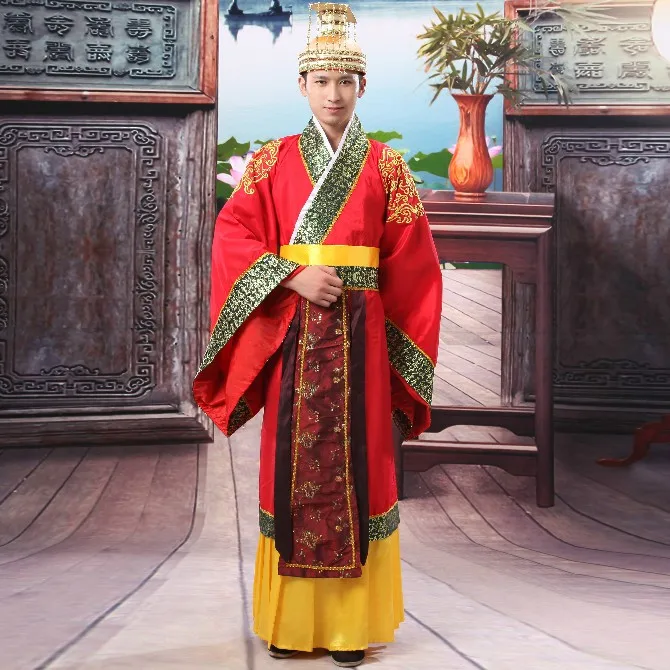 

Folk Dance Chinese Man Han Clothing Emperor Prince Show Cosplay Suit Costume Minister Traditional Ancient Dress Free Shipping