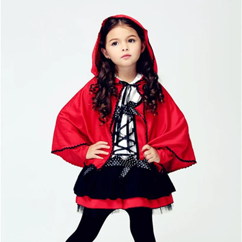 2017 Girls Little Red Riding Hood Costume Child Small Devil Cape Cosplay Halloween Christmas Carnival Party Shows | Тематическая
