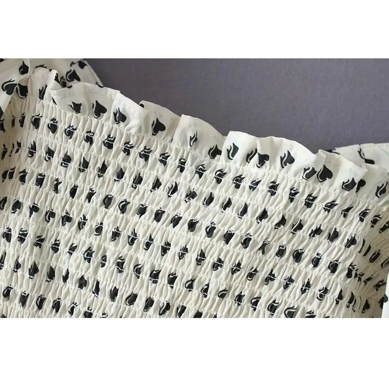 Женский укороченный топ в стиле бохо элегантная белая блузка с принтом уличная