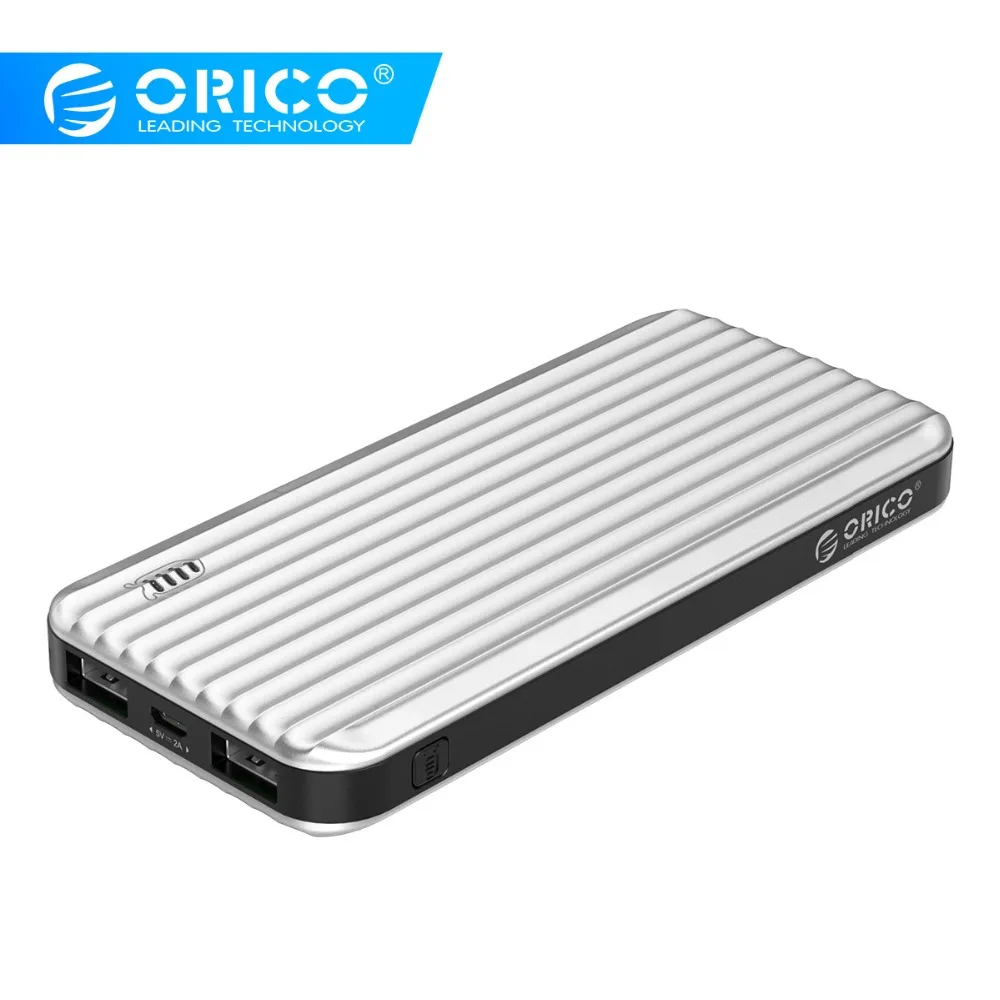 ORICO 10000 мАч Внешний аккумулятор с двумя портами 5V2A ABS LED внешний USB телефон планшет
