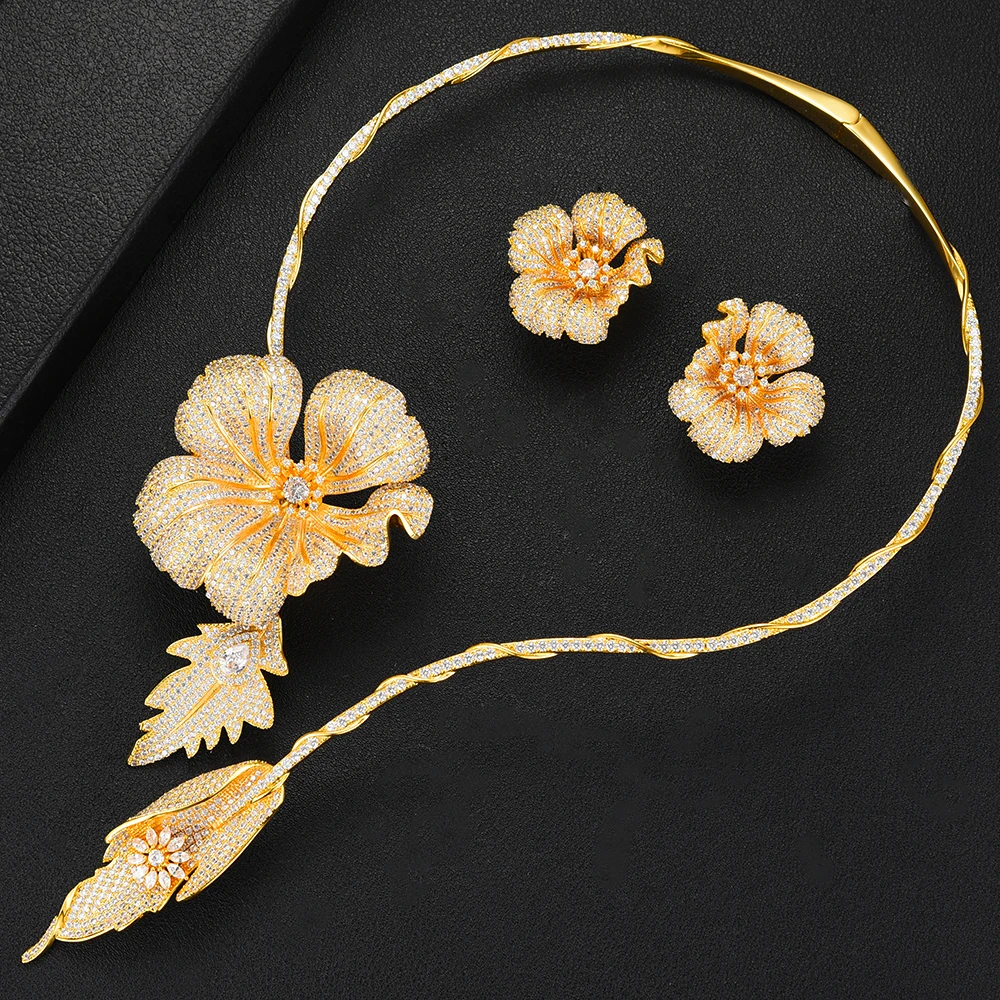 GODKI Famous Brand Flower Lariat Chokers Luxury Nigerian Dubai Jewelry Sets For Women CZ Zircon Wedding Bridal 2019 | Украшения и