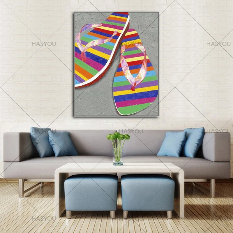 Пляжная обувь HASYOU 100% ручная работа сланцы парусина настенная живопись для
