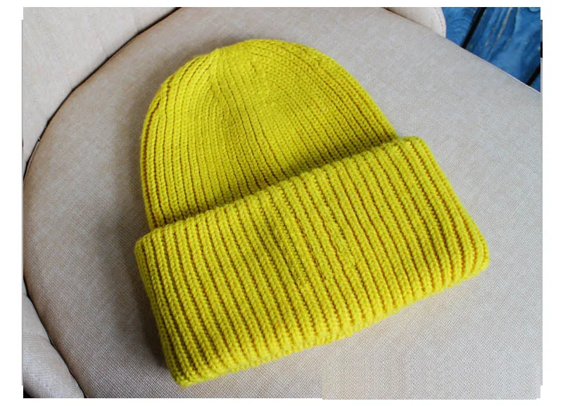 yellow Зимняя Толстая шапочка, детская теплая кепка вязаная шапка, детские шерстяные шапочки, шапка с черепом для больших мальчиков, одежда для девочек, шляпы, под заказ - Цвет: yellow