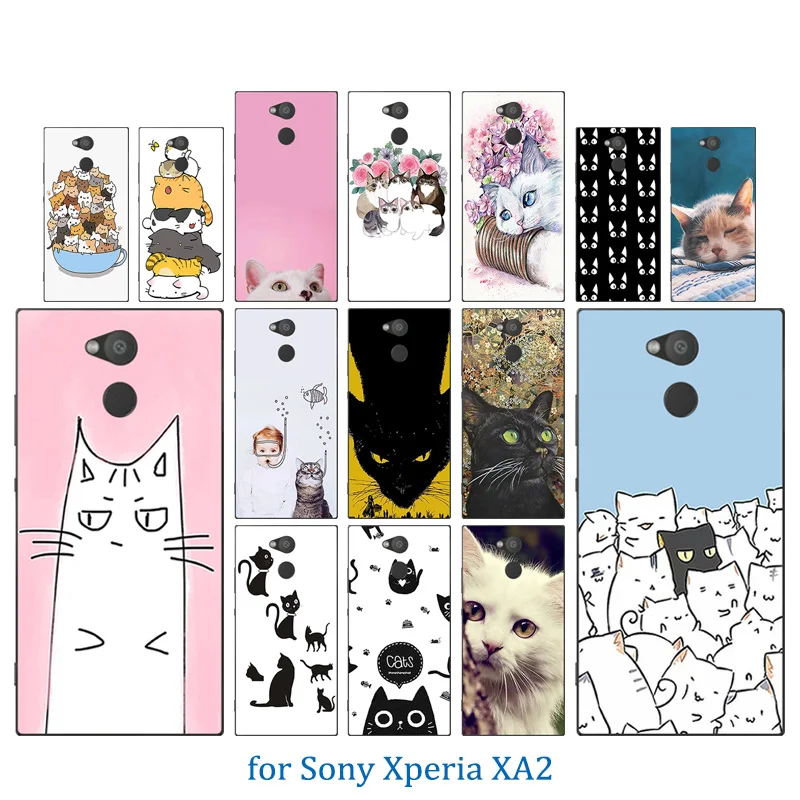 5 2 "для sony Xperia XA2 прозрачные силиконовые чехлы Luck Cat шаблон для роскошный ТПУ Coque