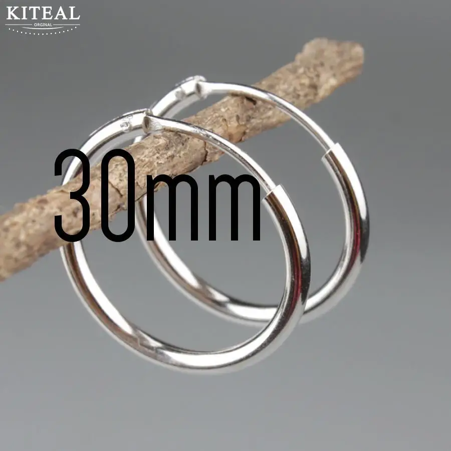 K2 Круглые серьги-кольца из настоящего 925 пробы серебра 20 мм 30 мм 40 мм 50 мм для мужчин wo мужские трендовые круглые серьги толщиной 2 мм - Окраска металла: K2
