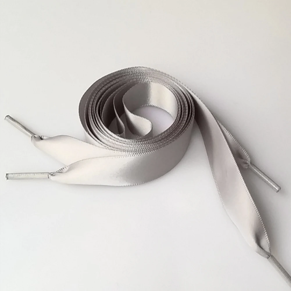 gray Шнурки для обуви, 1 пара, 2 см, широкие, плоские, шелковые шнурки, атласная лента, шнурки для обуви, броги, ботинки(красный - Цвет: gray