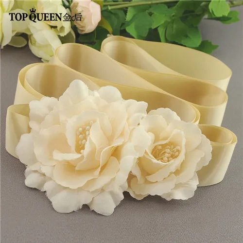TOPQUEEN S171 цветок свадебные ленты и розами для свадебных торжеств, с поясом платье белого цвета и цвета слоновой кости Бабочка; Быстрая - Цвет: champagne