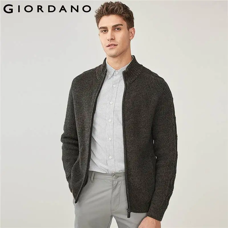Giordano вязаный свитер из толстой пряжи на молнии с высокой шеей имеет два варианта