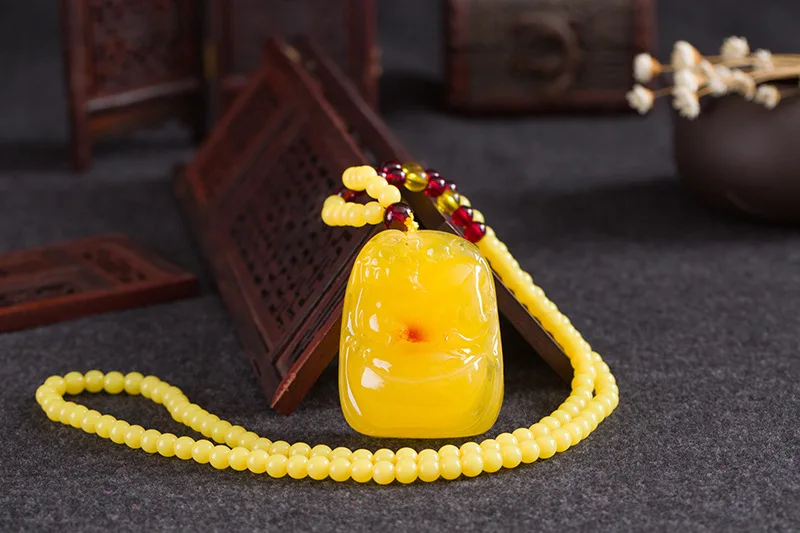 High Amber Floation Brine Beeswax Beads Necklace Fashion Pendant Bijoux Wrisband For Woman Gifts Drop Shipping | Украшения и