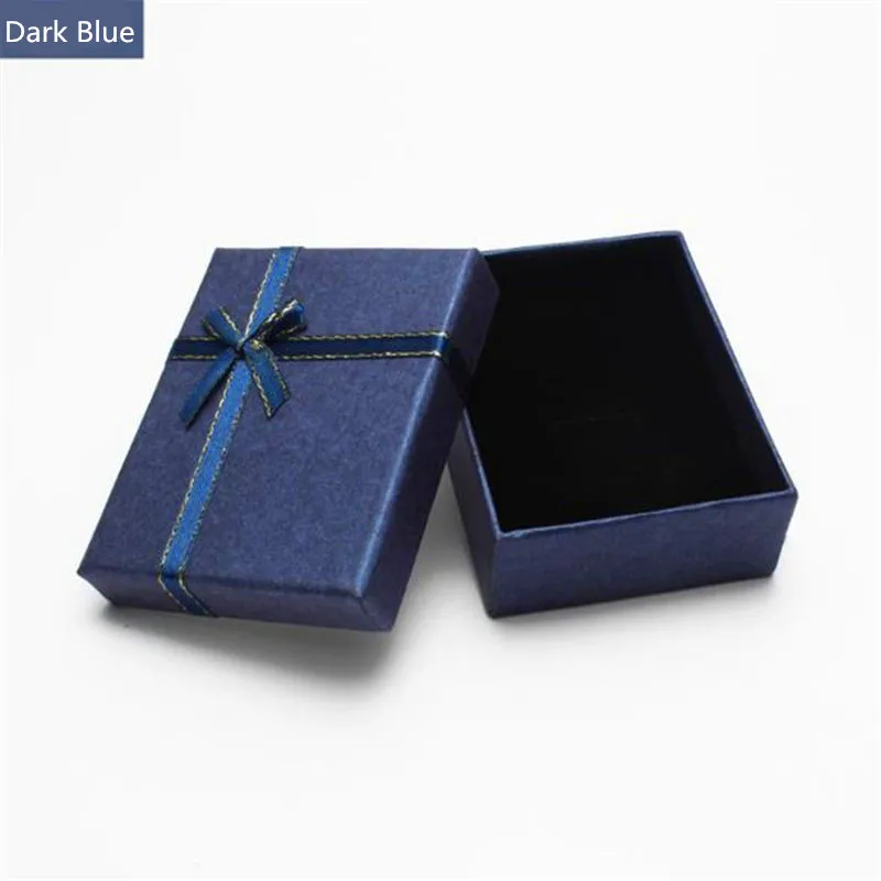 Dark Blue 9*7*3 см блестящая шкатулка ожерелья Серьги Браслеты Коробки Классический бант подарочная упаковка - Цвет: Dark Blue