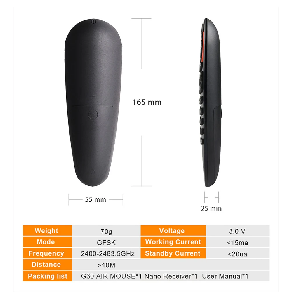 G30S Голосовое управление mo 2 4G Беспроводная Клавиатура Fly Mouse для гироскопа датчик