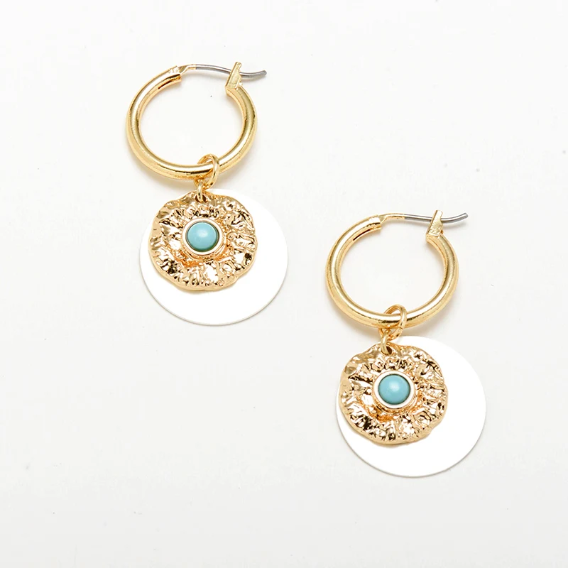 Wild & Free Boho Стиль женские круглые серьги кольца с синим камнем золото Цвет круглый