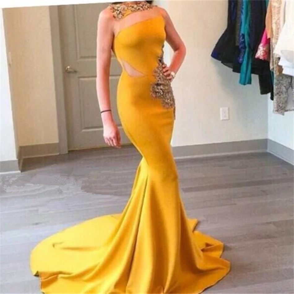 Vestidos de novia yellow evening dress 2017 бисером алмазов золотой длинные русалка пром платье