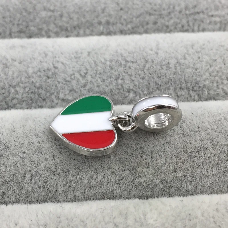 Флагом Италии красно белый зелёная Эмаль Подвеска в виде сердца с европейскими