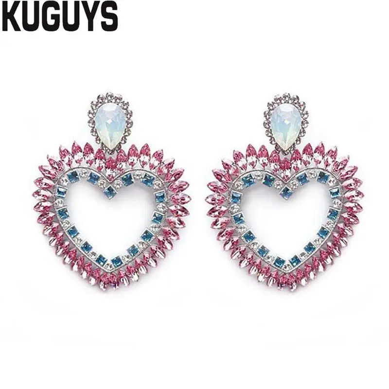 Женские серьги подвески KUGUYS длинные с кристаллами вечерние свадебные