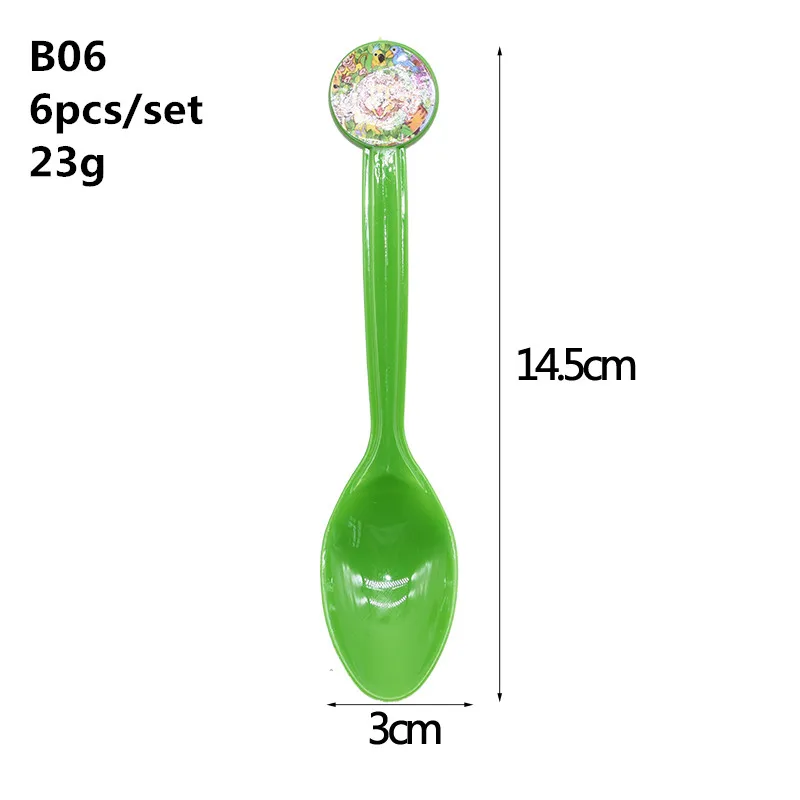 B06-6pcs spoons Джунгли вечерние сафари милые животные Дети мальчик ребенок душ тема вечерние Декор чашки тарелка соломы с днем рождения одноразовые столовые приборы набор - Цвет: B06-6pcs spoons