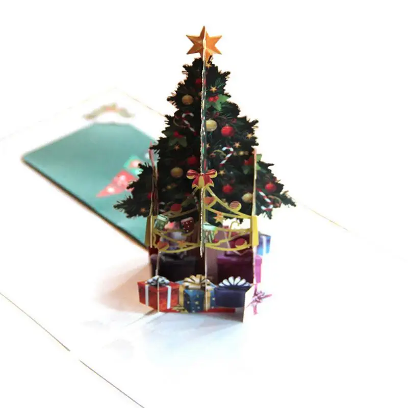 

3pcs/lot Creative Christmas Gift 3D Pop Up Greeting Card Handmade Paper Card Merry Christmas Card Kids Gifts