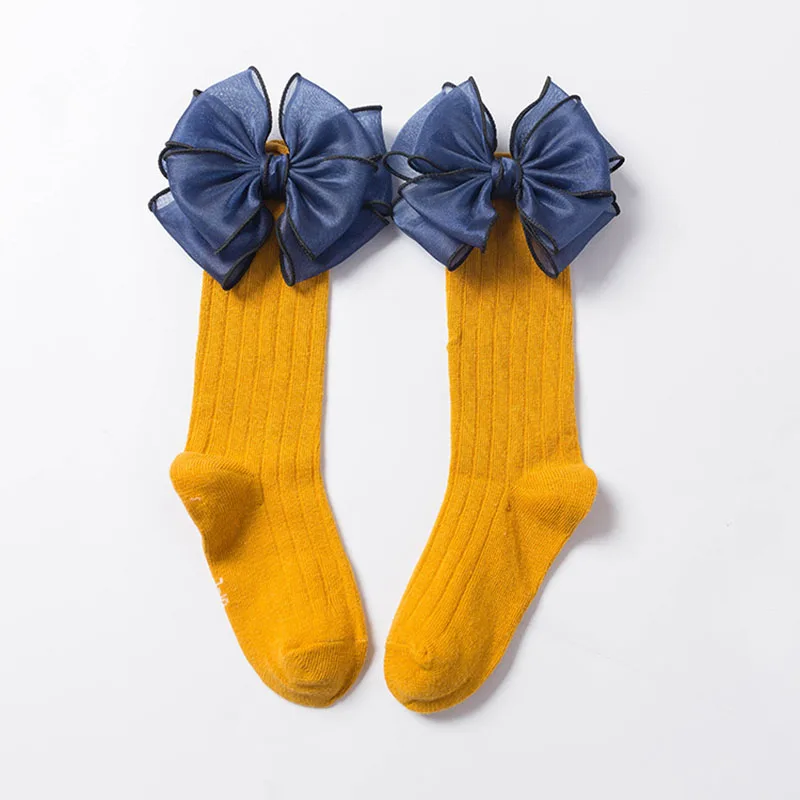 1 to 3 years yellow Модные детские носки с бантом, носки для маленьких девочек, Хлопковые гольфы для малышей, гетры для малышей, носки для малышей, Sokken - Цвет: 1 to 3 years yellow
