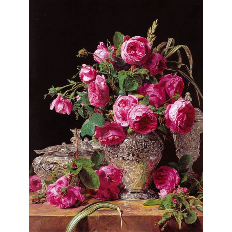 

YIKEE 5d diy Diamond Painting Peony Flower Rhinestones Pictures Cross Stitch Mosaic House h1875