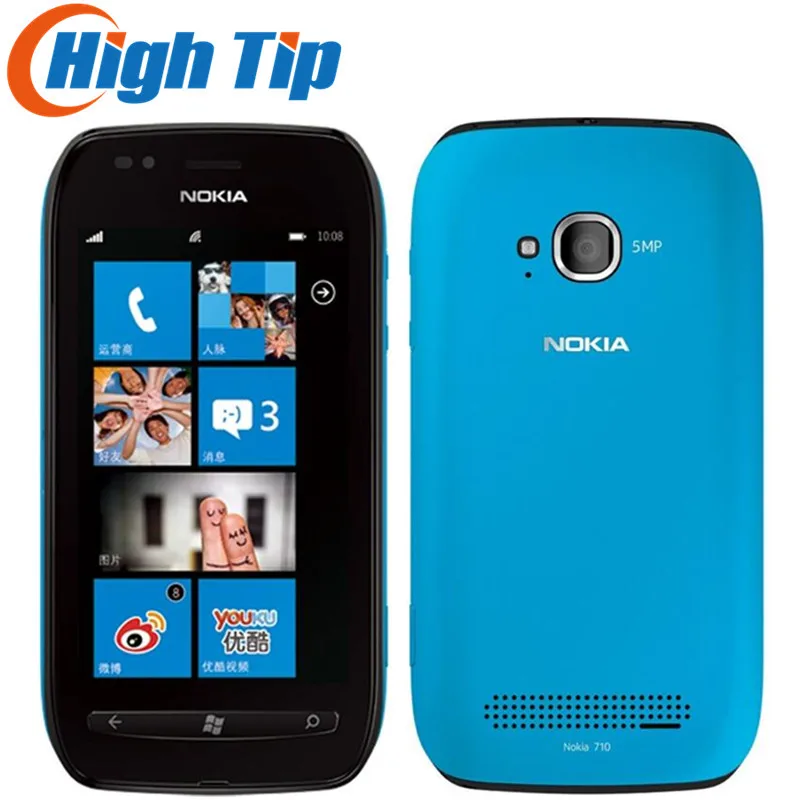 Разблокированный мобильный телефон Nokia Lumia 710, wifi, 3g, gps, 5MP, 3,7 дюймов, сенсорный экран, 8 ГБ, внутреннее хранилище, Восстановленное