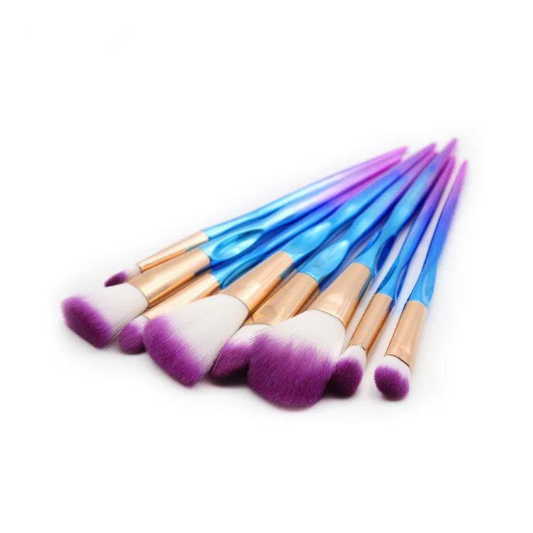 Purple 8 шт. набор золотых металлических кистей для макияжа, косметическая основа, пудра, тени для век, румяна, мягкая Кисть для макияжа, косметические инструменты для макияжа maquiagem - Handle Color: Purple