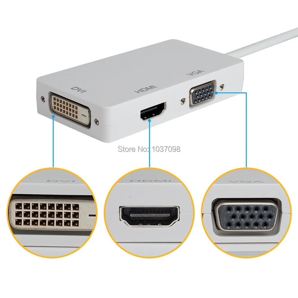 Мини Дисплей Порты и разъёмы (3 в 1) thunderbolt к hdmi/dvi/VGA Кабель-адаптер для Apple MacBook Pro