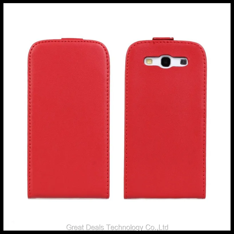 Красный Чехол из натуральной кожи с откидной крышкой для Samsung Galaxy S3 i9300+ защита экрана - Цвет: Красный