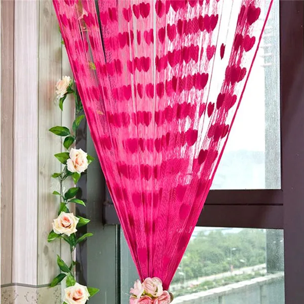 Rose Red 100*200 см романтическая занавеска на дверь, окно, дизайн сердца, занавеска s для свадьбы, спальни, гостиной, декоративные занавески - Цвет: Rose Red