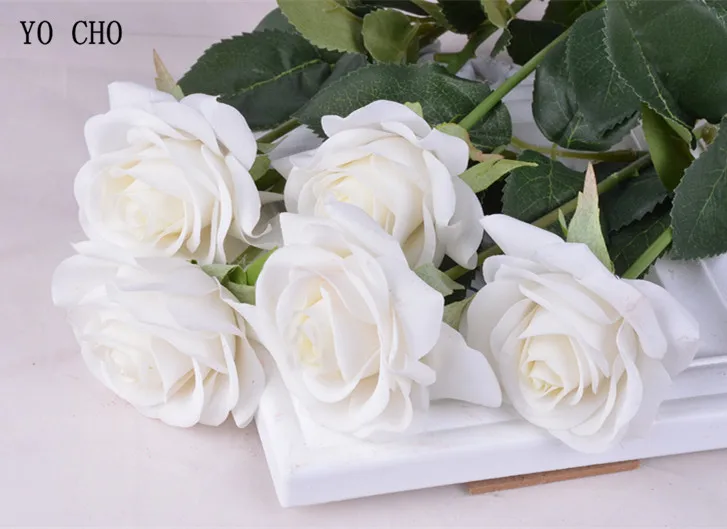 white YO CHO настоящий сенсорный искусственный цветок, шелковые пионы, Розовый Белый Букет пионов, свадебные, вечерние, Декоративные искусственные цветы - Цвет: white