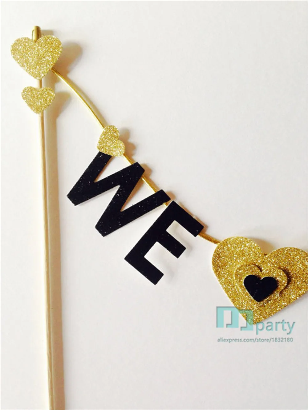 engagement party We do heart gold black glitter wedding cake topper - decoration- toppers-wedding | Дом и сад