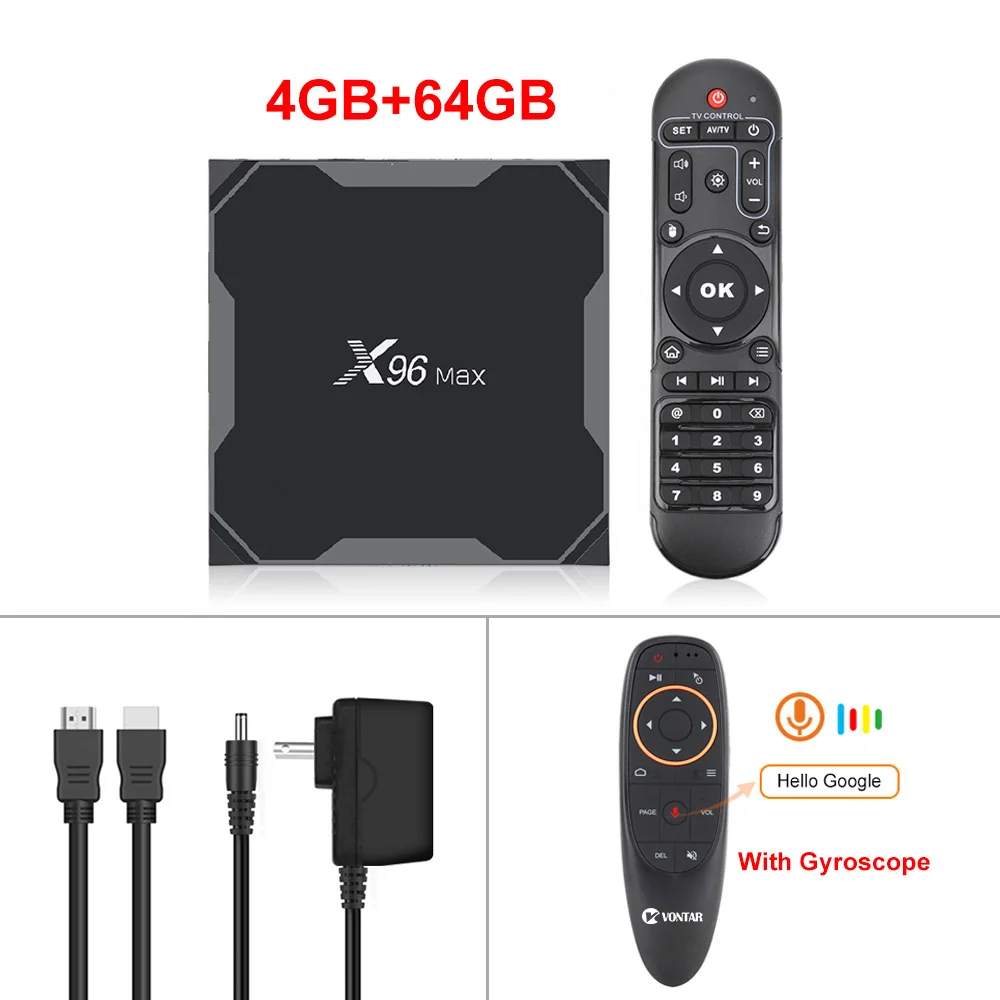 Смарт ТВ приставка X96 Max X3 Android 9,0 ТВ приставка X96Max 4K медиаплеер Amlogic S905X3 8K Android приставка 2,4G& 5G Wifi 4GB 64GB 1000M LAN - Цвет: 4G 64G G10 air mouse