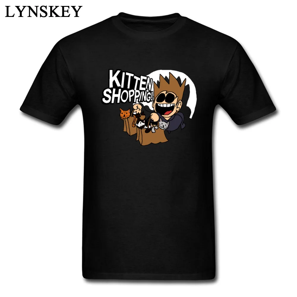 Забавная футболка Eddsworld Kitten Shopping, Мужская футболка с принтом мультяшного кота, новые футболки с 3D принтом в стиле аниме, День Дурака