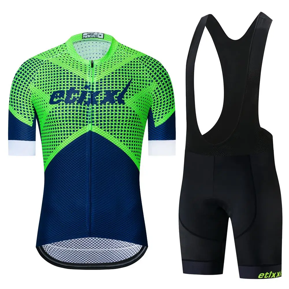 Bib Cycling Set 06 ETIXXL для мужчин Велоспорт Джерси летний короткий рукав набор Майо нагрудник шорты велосипедная одежда спортивная одежда рубашка костюм - Цвет: Bib Cycling Set 06
