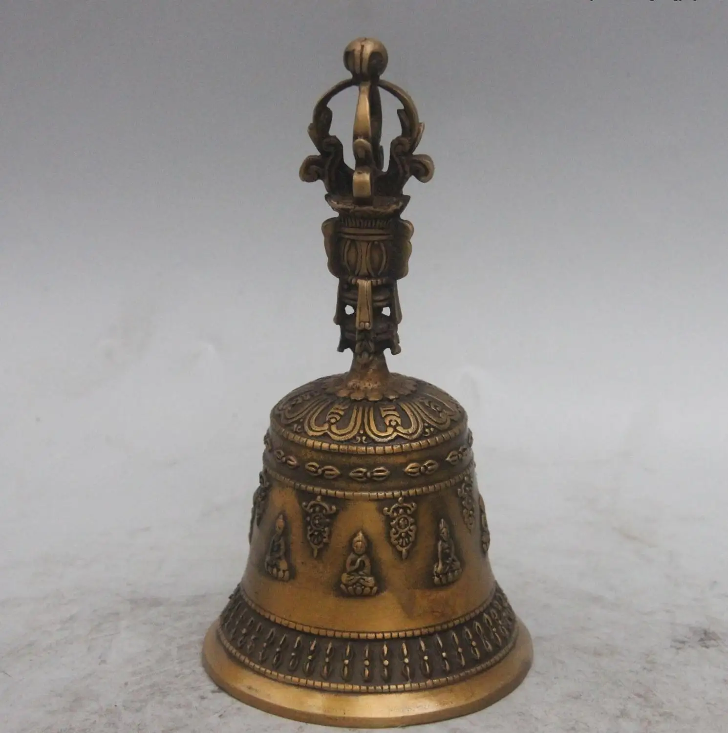 7 Tibet Bronze Carving Buddha Statue Small Bell Bells Phurba Dagger Holder FaQi | Statues &amp Sculptures