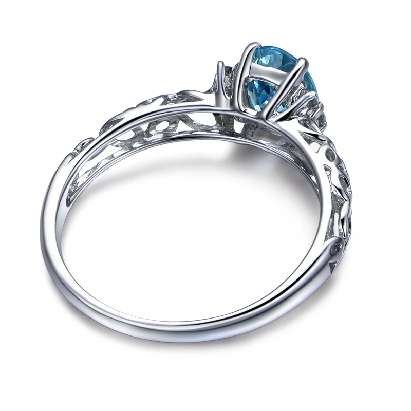 Ainuoshi 1.25ct овальный Природный Голубой gemston Топаз Кольцо Твердые стерлингового серебра 925 полое кольцо для Для женщин Талисманы Свадебные украшения