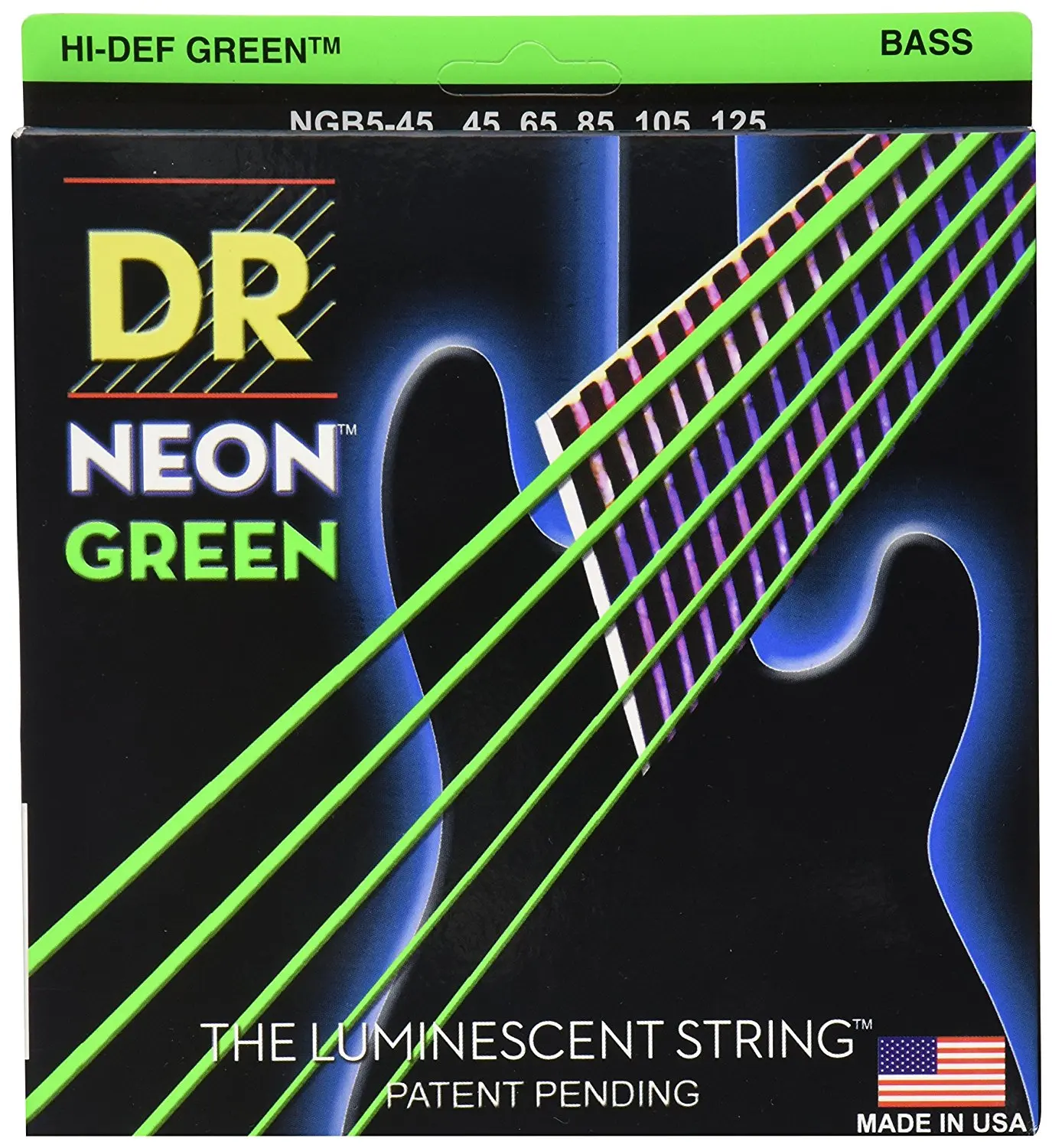 5 strings 45 to 135 DR K3 Hi-def неоновые зеленые люминесцентные Струны для бас-гитары, светильник 40-100 или Средний 45-105 или 5 струн 45-125 - Цвет: 5 strings 45 to 135
