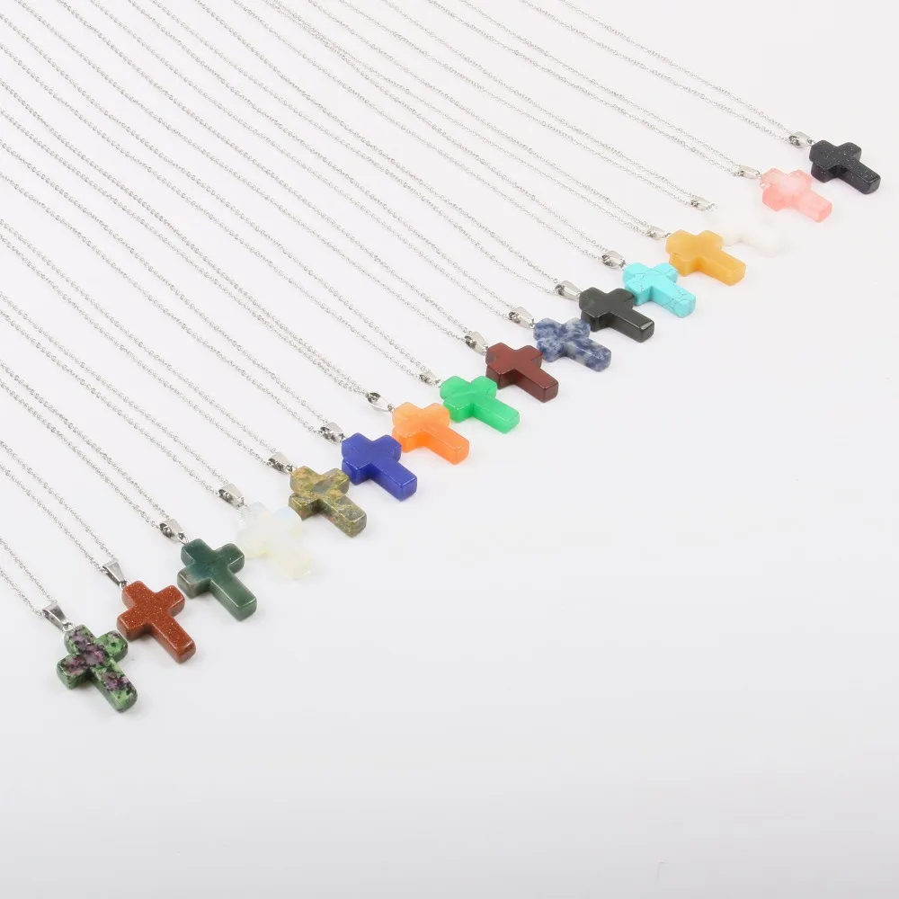 Оптовая продажа кулон из натурального камня крест золотой песок камень ожерелье