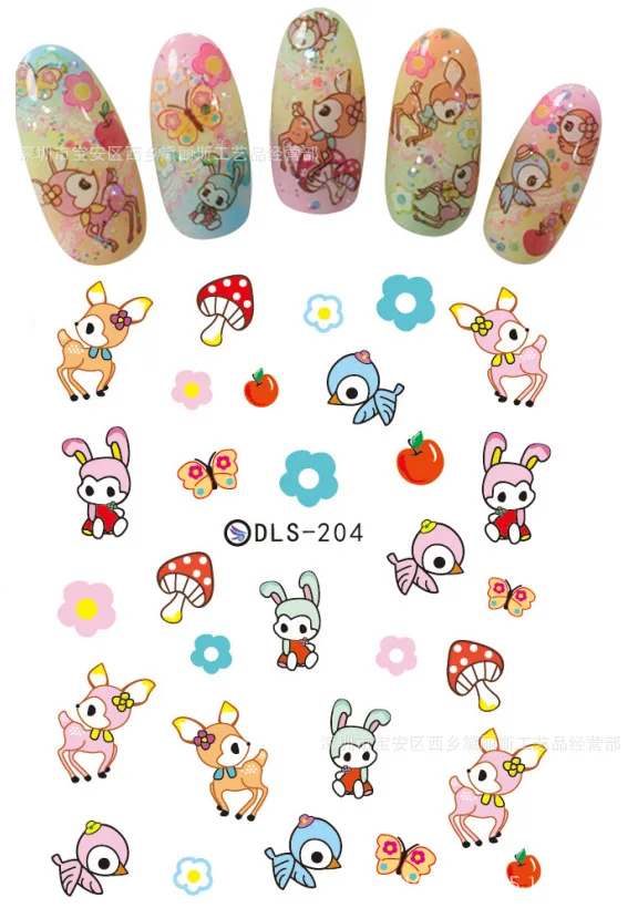 5 sheet 3D Nail Sticker Mixed Colorful Designs Stickers Decals Makeup Water Tattoos Manicure Tool DLS196-206 | Красота и здоровье