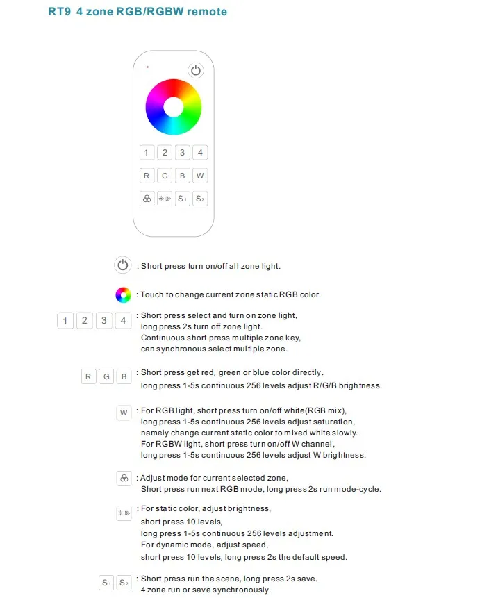 Светодиодная лента RGBW/RGB/ССТ/затемнением+ 2,4 ГГц Беспроводной РЧ пульт дистанционного управления 4 канала светодиодный Радиоконтроллер для RGB/RGBW Светодиодные ленты с сигналами "красный-зеленый-синий+ CCT V5