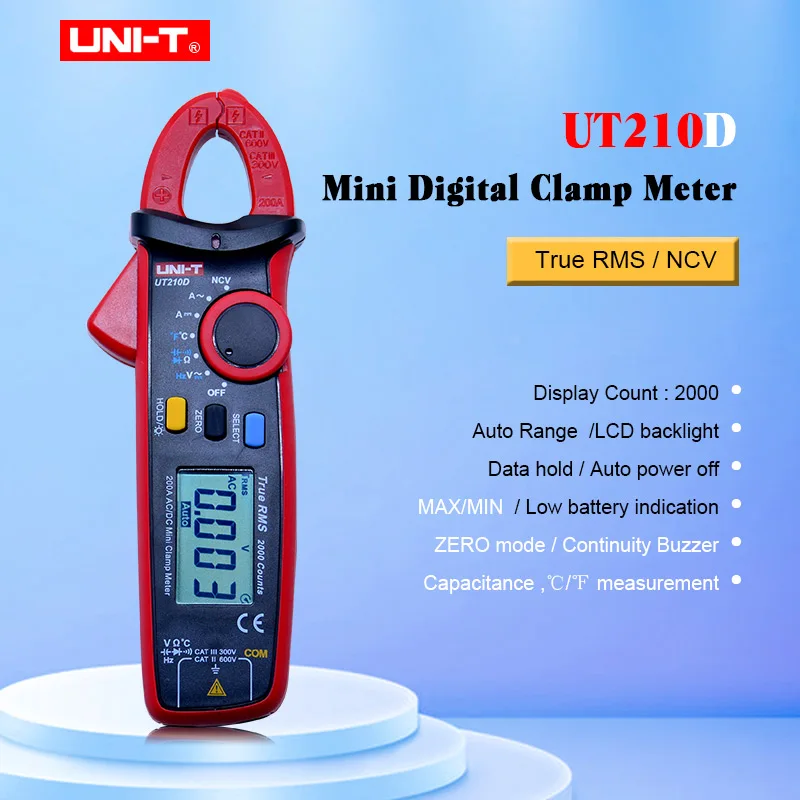UNI T Мини цифровой клещи UT210A UT210B UT210C UT210D UT210E True RMS Авто Диапазон VFC емкость