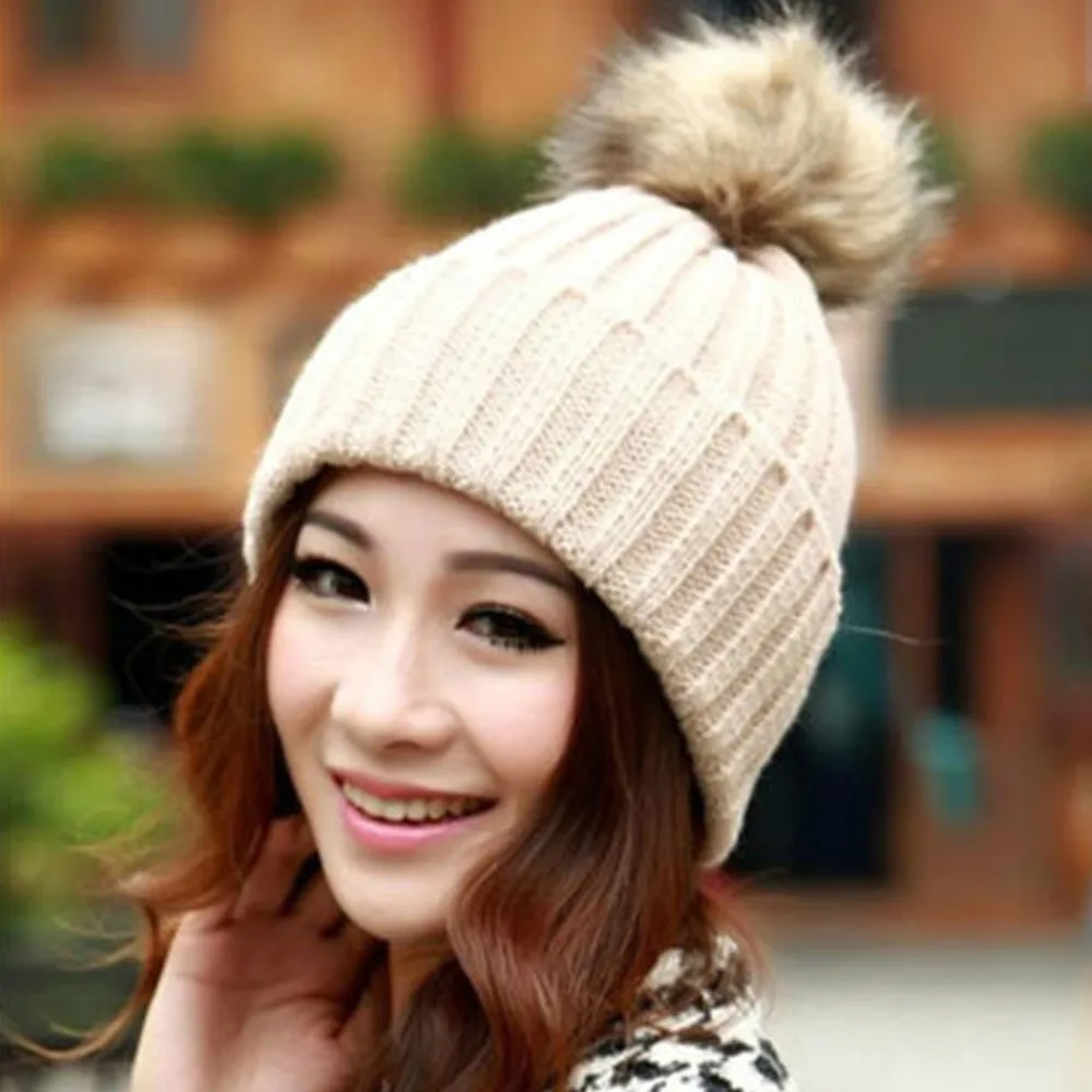 Осенне зимняя шапка из натурального Лисьего меха женская меховая плюша вязаные