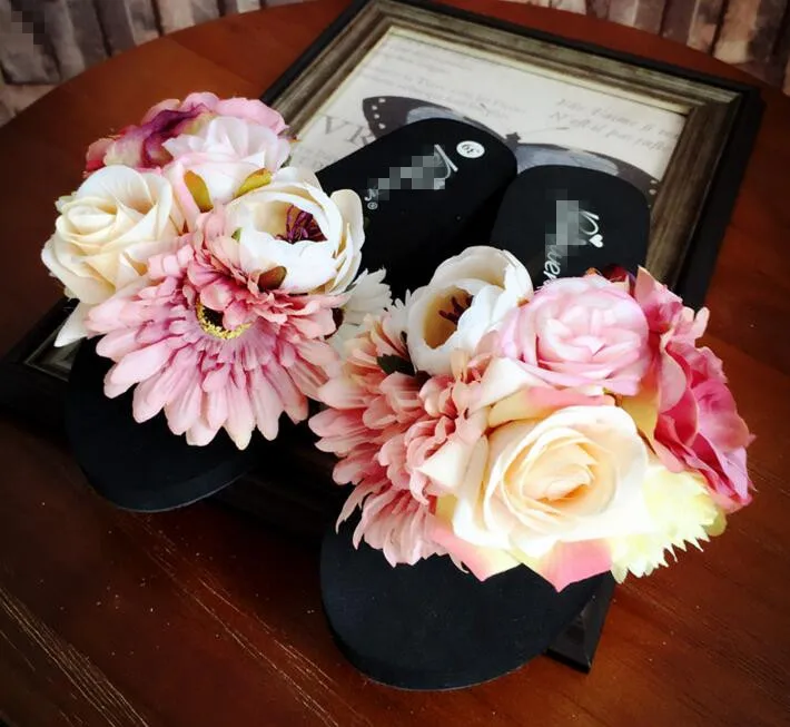 Сандалии HAHAFLOWER женские пляжные шлепанцы для девушек летние с розой плоская