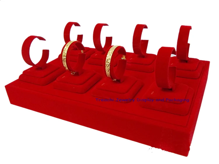 Подставка держатель из красного бархата/дерева 8 C|tray rack|tray storagetray liner |