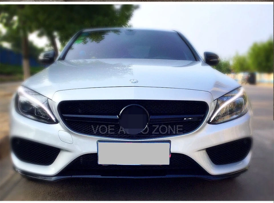 W205 все черный глянец AMG Стиль+ AMG логотип спереди гонки гриль решетка для Mercedes-Benz C-class W205 C180 C220 C250 C300 C350 C400