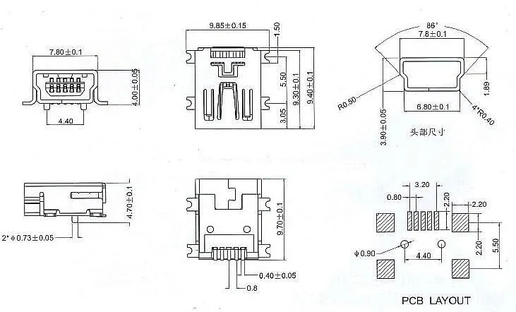 Высококачественный Железный Micro USB гнездовой 5 контактный разъем SMT разъемы MINI