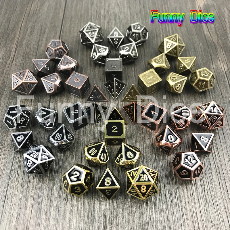 Высокое качество горячие металлические игральные кости 7 игральные кости набор D4 D6 D8 D10 D% D12 D20 для настольных игр Rpg Dados Jogos Dnd в подарок/развлечения